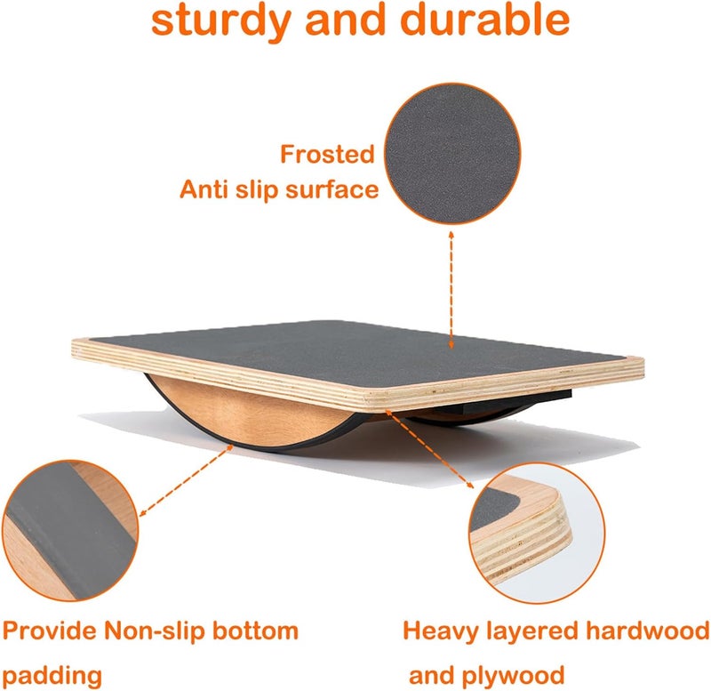 Juoe Balance Board Wobble Board for Adults and Kids - Anti-Slip 350LBS Balance Board for Physical Therapy,Balance Training,Posture Correction,Standing Desk Core Strength Wooden Balance Rocker Board - Image 5